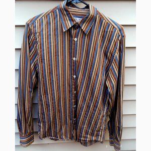 Alessandro Gherardeschi stripped brown/blue shirt Medium